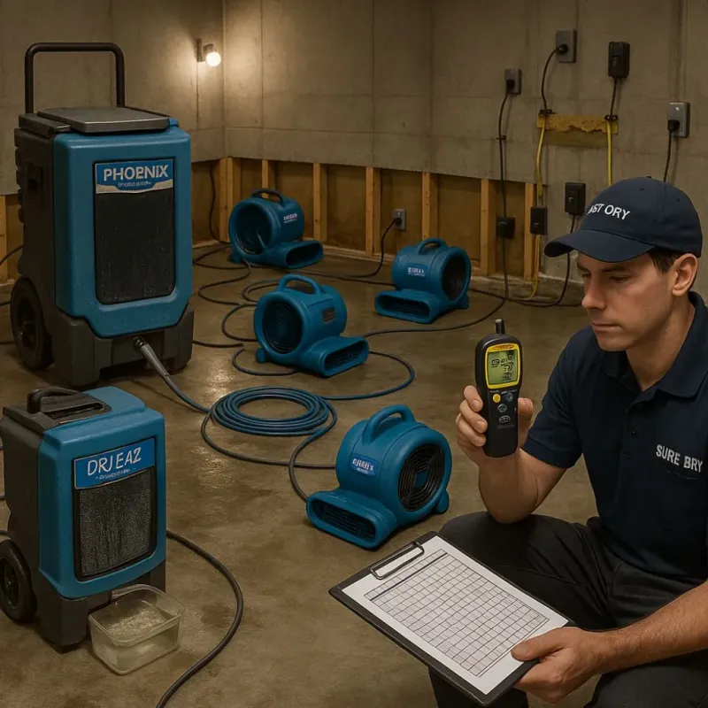 Structural Drying and Dehumidification process in Auburn, NH